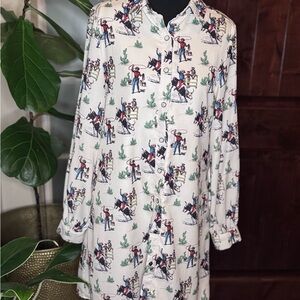 Fashion Express Western Print Button-Up dress